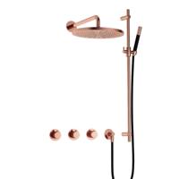 Hotbath Cobber IBS70 inbouwdouche met 30cm hoofddouche en glijstang rosé goud