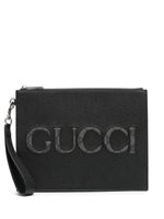 Gucci inlaid-logo grained-leather clutch - Noir - thumbnail