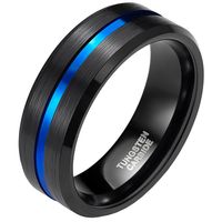 Wolfraam heren ring Zwart met Blauw 8mm-21mm