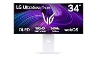 LG UltraGear OLED 34GX90SA gaming monitor 34 inch, 21:9 gebogen, WQHD (3440x1440), 240Hz, 0,03ms (GtG), Smart Functies met WebOS 24, luidsprekers 14W, HDR 400 True Black, G-Sync, FreeSync, USB-C, WiFi