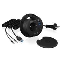 ICY BOX Tafelhub met SD/microSD-kaartlezer, 2X Type-A, USB-C, 2X 3,5 mm audio, IB-HUB1430-CR, 80 mm