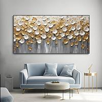 3D-origineel goud bloemen abstract olieverfschilderij met de hand gepijnigd bladgoud schilderij modern licht luxe canvas muur kunst kamer muur decor cadeau gerold canvas (geen frame) Lightinthebox