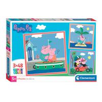 Clementoni Legpuzzel Super Color Vierkant Peppa Pig, 3x48st. - thumbnail