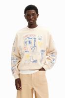 Sweatshirt met illustratieontwerp - WHITE - XXL