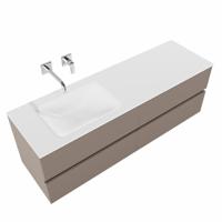 Badkamermeubel Mondiaz Vica 150x50x45cm Smoke MDF 4 Lades Softclose Solid Surface Wastafel Cloud Links Zonder Kraangat
