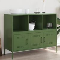 Dressoir 100,5x39x79 cm koudgewalst staal olijfgroen - thumbnail