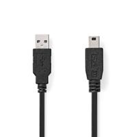 Nedis USB-kabel | USB 2.0 | USB-A stekker | USB Mini-B 5 pin stekker | 480 Mbps | vernikkeld | 1,00 m | rond | PVC | zwart | label