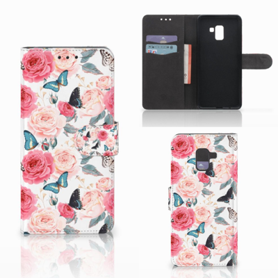 Samsung Galaxy A8 Plus (2018) Hoesje Butterfly Roses