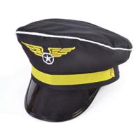 Carnaval verkleed piloten pet/hoed - zwart - voor volwassenen - one size