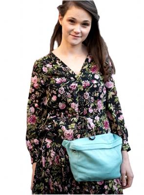 Kinderhop heuptas Little Herringbone 28 x 18 x 7 cm turquoise