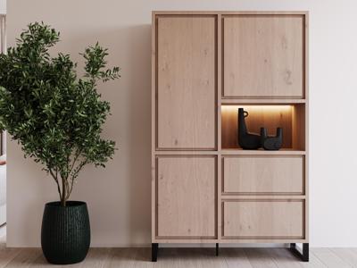 Barkast NARUMA 3 deuren 2 lades lichte millenium eik Barkast NARUMA 3 deuren 2 lades lichte millenium eik