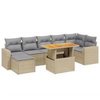 vidaXL 8-delige Loungeset met kussens poly rattan beige, tuinset, tuinmeubel, terrasset, tuinbank, terrasmeubel, loungebank, loungeset tuin