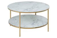 Salontafel Felien Dubbel Glas Wit/Goud Ø80cm - Giga Living