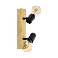 Eglo Landelijke plafondlamp Townshend 3 2-lichts zwart met hout 98112 - thumbnail