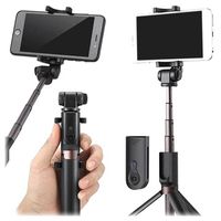 Universele 3-in-1 Bluetooth Selfie Stick met Statief - Zwart - thumbnail