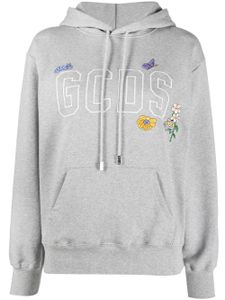 GCDS hoodie en coton à logo brodé - Gris