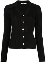 b+ab cardigan nervuré à col pointu - Noir