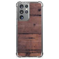 Samsung Galaxy S21 Ultra Stevig Telefoonhoesje Old Wood