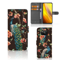 Xiaomi Poco X3 | Poco X3 Pro Telefoonhoesje met Pasjes Pauw met Bloemen - thumbnail