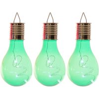 3x Solarlamp lampbolletjes/peertjes op zonne-energie 14 cm groen