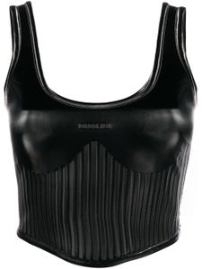 Mugler haut crop à rayures embossées - Noir