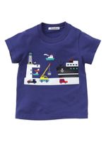 Familiar t-shirt en coton à imprimé graphique - Bleu