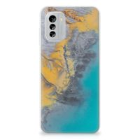 Nokia G60 TPU Siliconen Hoesje Marble Blue Gold - thumbnail