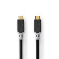 Nedis USB-C naar USB-C kabel met E-Marker chip - USB3.2 (tot 20 Gbit/s) - PD tot 20V/5A - video tot 4K 60Hz / zwart - 2 meter