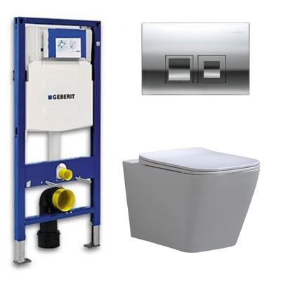 Geberit UP 100 Toiletset - Inbouw WC Hangtoilet Wandcloset -  Flatline Alexandria Delta 50 Glans Chroom