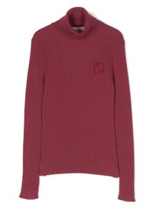 Gucci Kids logo-embroidered ribbed wool jumper - Rose