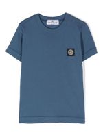 Stone Island Junior t-shirt en coton à patch Compass - Bleu