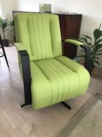 Leren draaifauteuil met stalen frame en stervoet - groen leer - Echt leer, Industrieel, ontdek de vele Leersoorten en Kleuren bij ShopX