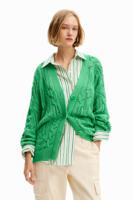 Oversized opengewerkt vest - GREEN - M