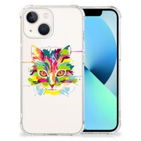 iPhone 13 Stevig Bumper Hoesje Cat Color - thumbnail