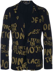 Comme Des Garçons Pre-Owned typographic-print blazer - Bleu