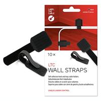 LABEL THE CABLE Kabelhouders Zelfklevend met Klittenband voor Perfect Kabelmanagment - Kabelopberger voor Muur en Bureau - LTC WALL STRAPS - 10 Stuks - Zwart - LTC 3110