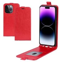 iPhone 15 Pro Max Verticale Flip Hoesje met Kaartsleuf - Rood