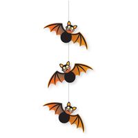 Halloween hangende vleermuizen decoratie zwart/oranje 70 cm   -