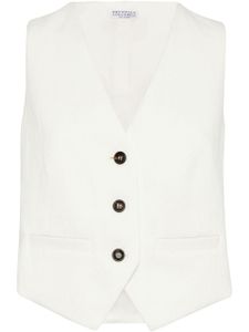 Brunello Cucinelli gilet matelassé à motif de chevrons - Blanc