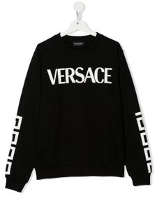 Versace Kids sweat Greca à logo imprimé - Noir