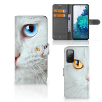 Samsung Galaxy S20 FE Telefoonhoesje met Pasjes Witte Kat