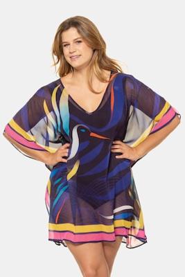 Ulla Popken Tuniek, oversized schouders, V-hals, chiffon - Grote Maten