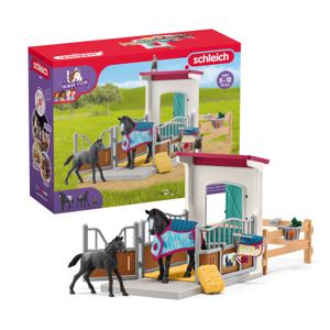 Schleich Horse Club - Paardenbox met merrie en veulen speelfiguur