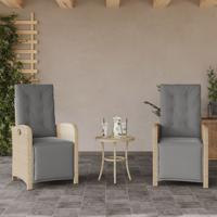 Tuinstoelen 2 st verstelbaar voetensteun poly rattan beige mix - thumbnail