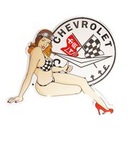 Chevrolet Corvette Pin-Up Emaille Bord - 33 x 30cm - thumbnail