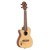 Ortega Guitars Concert Ukelele linkshandigen, elektro-akoestisch, Bonfire serie, sparren, sapele, natuur (RU5CE-L)