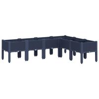 vidaXL Plantenbak met poten 160x120x42 cm polypropeen grijs, bloempot, buitenpot, planten pot, bloembak, plantenpot, tuinpot, plantenbak buiten