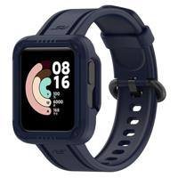 By Qubix - Siliconen sportband met case - Donkerblauw - Xiaomi Redmi Watch 2 (Lite)