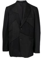 Yohji Yamamoto blazer en laine à empiècements contrastants - Noir