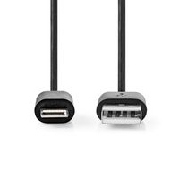 Nedis Lightning Kabel | USB 2.0 | Apple Lightning 8-Pins | USB-A Male | 480 Mbps | Vernikkeld | 2.00 m | Rond | PVC | Zwart | Label - CCGL39300BK20 - thumbnail